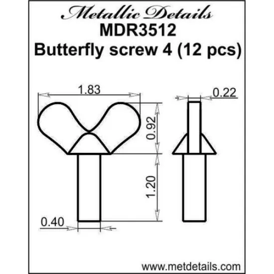 Metallic Details MDR3512 - 1/35 - Butterfly screw 4 resin
