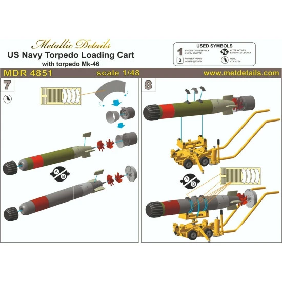 Metallic Details MDR4851 - 1/48 - USN loading cart with torpedo Mk-46