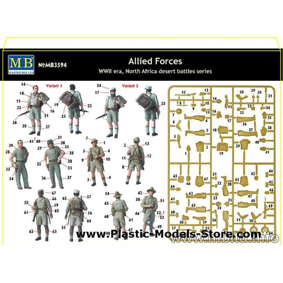 Allied Forces, WW II era, North Africa, desert battles series 5 fig. 1/35 Master Box 3594