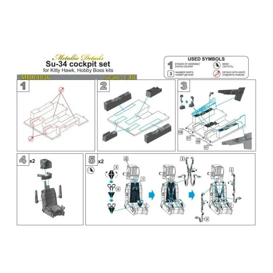 Metallic Details MDR 4836 - 1/48 scale Cockpit set Su-34(Kitty Hawk, Hobby Boss)
