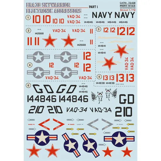 Print Scale 72-438 - 1/72 ERA-3B Skywarrior Electronic Aggressors Part 1 decal