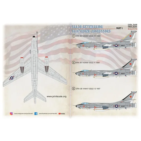 Print Scale 72-438 - 1/72 ERA-3B Skywarrior Electronic Aggressors Part 1 decal