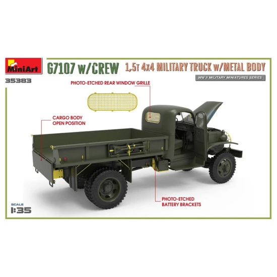 Miniart 35383 - 1/35 US Army Truck G7107 4X4 1.5T (Metal Side) scale model kit