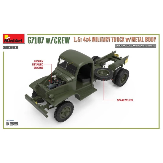 Miniart 35383 - 1/35 US Army Truck G7107 4X4 1.5T (Metal Side) scale model kit