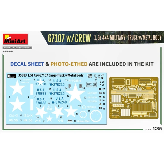 Miniart 35383 - 1/35 US Army Truck G7107 4X4 1.5T (Metal Side) scale model kit