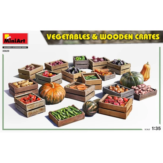 Miniart 35629 - 1/35 Vegetables in wooden boxes scale plastic model kit