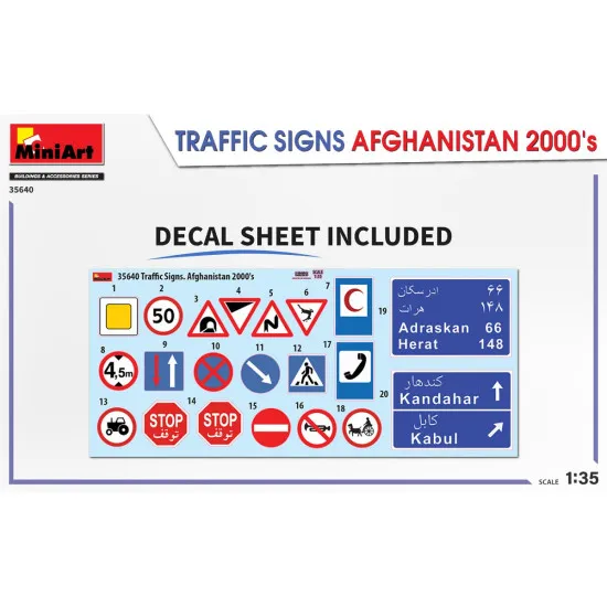 Miniart 35640 - 1/35 Road signs. Afghanistan 2000s scale plastic model kit