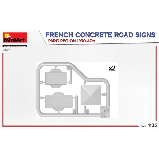 Miniart 35659 - 1/35 French concrete road signs. Paris region of the 1930s-40s
