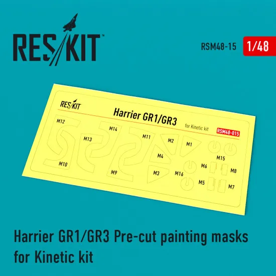 Reskit RSM48-0015 - 1/48 Harrier GR1/GR3 Pre-cut painting masks for Kinetic kit