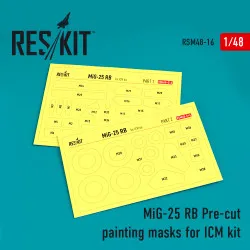 Reskit RSM48-0016 - 1/48 MiG-25 RB Pre-cut painting masks for ICM kit