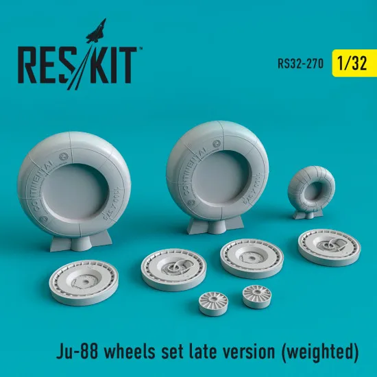 Reskit RS32-0270 - 1/32 Ju-88 wheels set late version (weighted) for aircraft