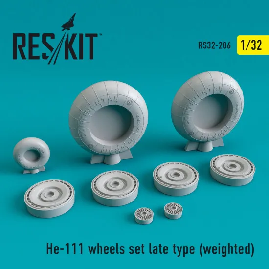 Reskit RS32-0286 - 1/32 He-111 wheels set late type (weighted) for aircraft