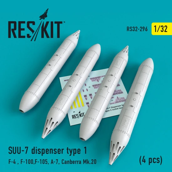 Reskit RS32-0296 - 1/32 SUU-7 dispenser type 1 (4 pcs) for aircraft model Reskit RS32-0296 - 1/32 SUU-7 dispenser type 1 (4 pcs) for aircraft model