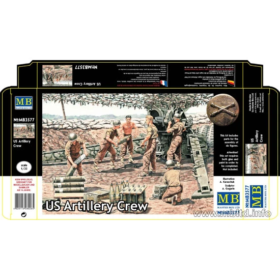 US Artillery Crew 6 fig WWII 1/35 Master Box 3577 US Artillery Crew 6 fig WWII 1/35 Master Box 3577