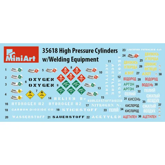 Miniart 35618 - 1/35 - HIGH PRESSURE CYLINDERS w/WELDING EQUIPMENT