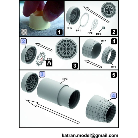 Katran 4801 - 1/48 F-14A Tomcat Exhaust Nozzles (opened) for Hasegawa