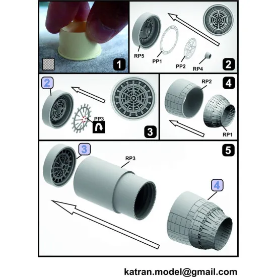 Katran 4802 - 1/48 F-14A Tomcat Exhaust Nozzles (closed) for Hasegawa