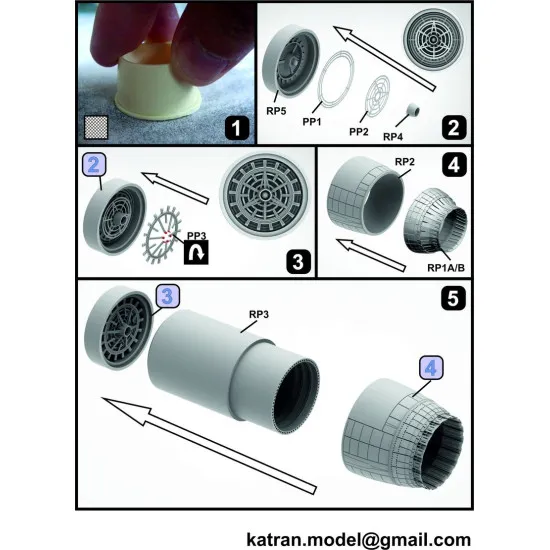 Katran 4803 - 1/48 F-14A Tomcat Exhaust Nozzles (varied) for Hasegawa
