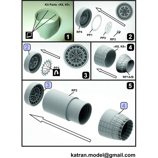 Katran 4809 - 1/48 F-14A Tomcat Exhaust Nozzles (varied) for Tamiya (aircraft)