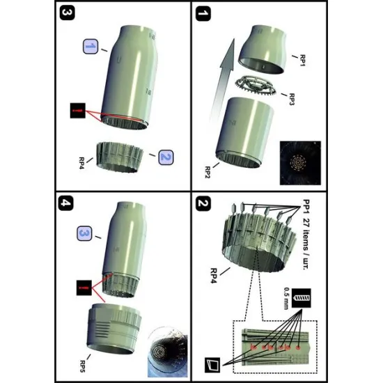 Katran 4814 1/48 MIG-31B/BS/BM/BSM Foxhound Exhaust Nozzles HobbyBoss (type 2)