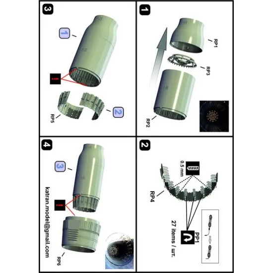 Katran 4817 - 1/48 MIG-31M Foxhound Exhaust Nozzles D-30F6 for HobbyBoss
