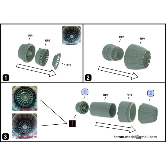 Katran 4827 1/48 F-16C Block 50/50+ Viper, Exhaust Nozzles engine closed Tamiya