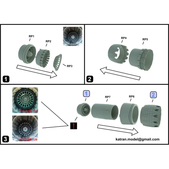 Katran 4832 - 1/48 F-16C/D Block 50/50+ Viper, Exhaust Nozzles engine (opened)