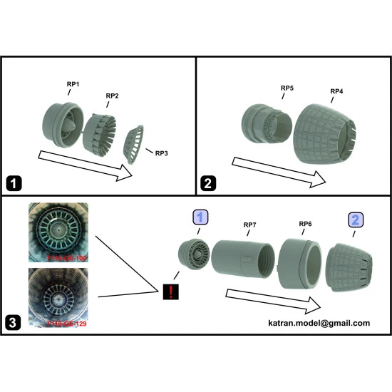 Katran 4833 - 1/48 F-16C/D Block 50/50+ Viper, Exhaust Nozzles engine (closed)