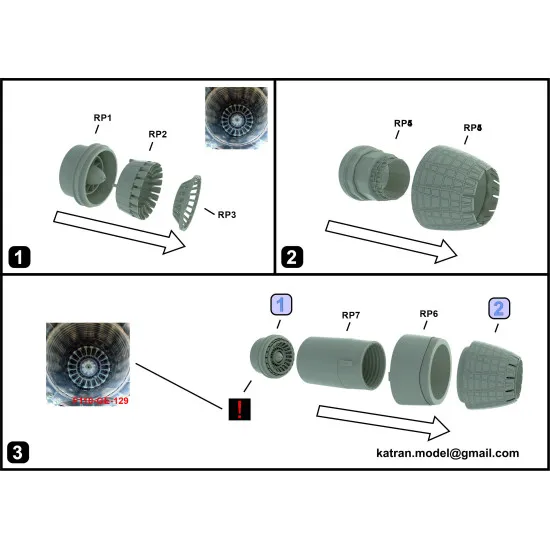 Katran 4849 1/48 Mitsubishi F-2A/B, Exhaust Nozzles engine (closed) for Hasegawa