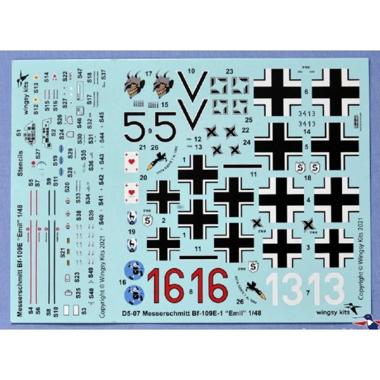 Wingsy Kits D5-07 - 1/48 D5-07 German WWII Fighter Messerschmitt Bf.109 E-1