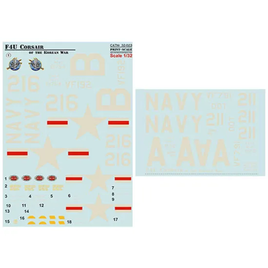Print scale 32-023 - 1/32 - F4U Corsair The complete set 1,5 leaf