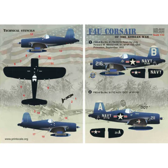 Print scale 32-023 - 1/32 - F4U Corsair The complete set 1,5 leaf