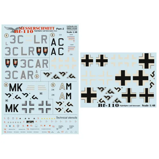 Print scale 48-102 - 1/48 - Me-110 Part 2 The complete set 1,5 leaf