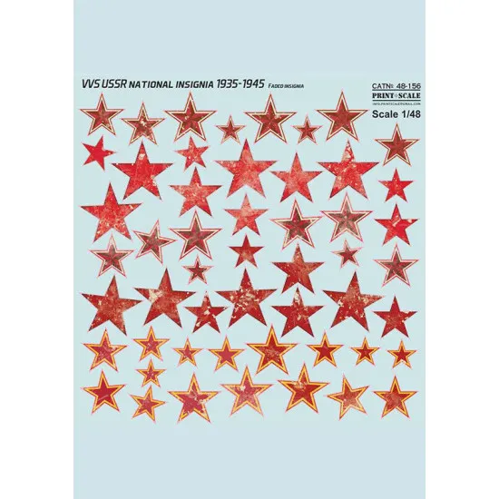 Print scale 48-156 - 1/48 - VVS USSR Faded National Insignia 1935-1945, 2 sheets