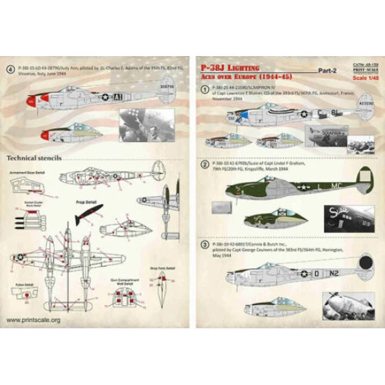 Print scale 48-158 - 1/48 - P-38J Lighting Aces over Europe (1944-45) Part 2