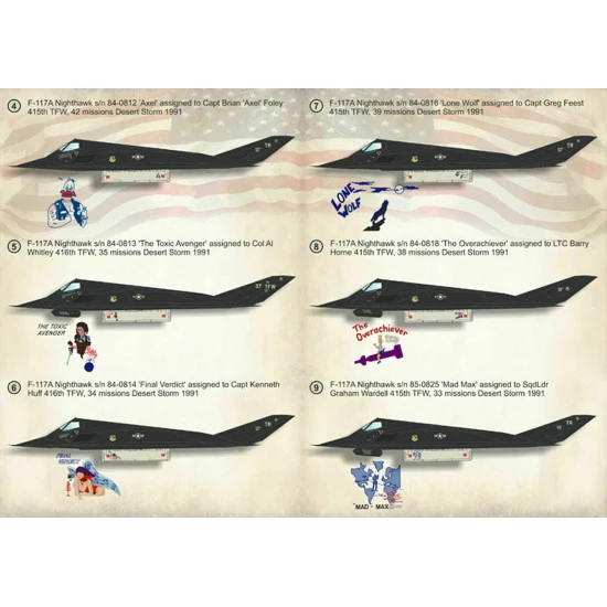 Print Scale 72-223 - 1/72 Lockheed F-117 Nighthawk (Aircraft wet decal)