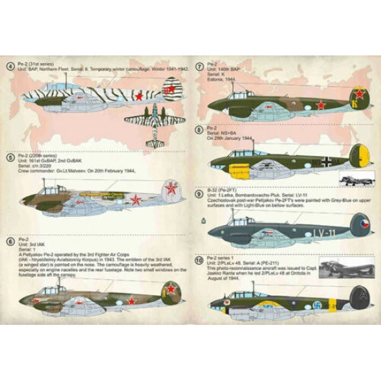 Print Scale 72-361 - 1/72 Decal For Petlyakov Pe-2, (Aircraft wet decal)
