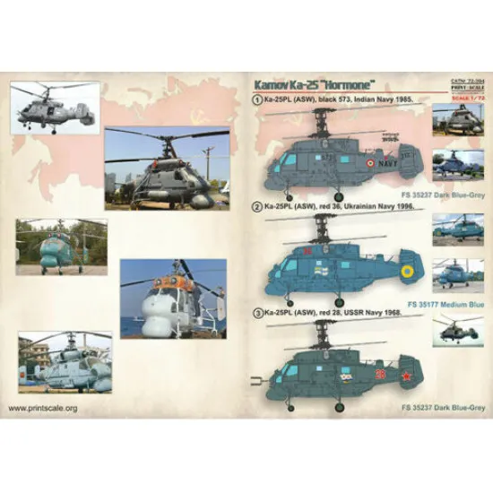 Print Scale 72-394 - 1/72 Kamov Ka-25 Hormone, wet, dry decal for aircraft