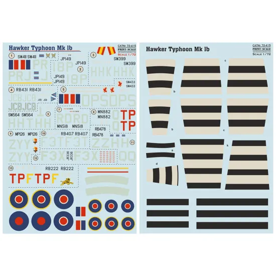 Print scale 72-415 - 1/72 Hawker Tyhoon Mk.Ib decal for aircraft