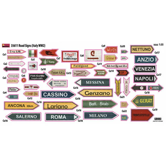 Miniart 35611 - 1/35 World War II road signs (Italy) scale model kit