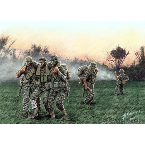 Head for the Huey, Vietnam War series 5 figures 1/35 Master Box 35107