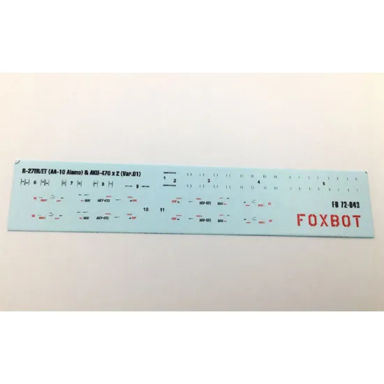 Foxbot 72-043 - 1/72 Stencils Soviet Missile R-27ER/ET (AA-10 Alamo) & AKU-470 (Var.1)