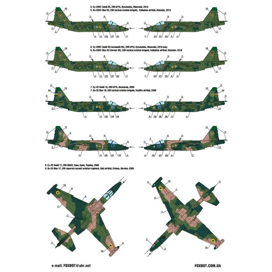 Foxbot 72-055T - 1/72 Decal & stencils Ukrainian Rooks Su-25 Ukrainian Air Forces