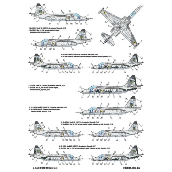 Foxbot 72-056T - 1/72 Decal & stencils Digital Rooks Su-25 Ukrainian Air Forces