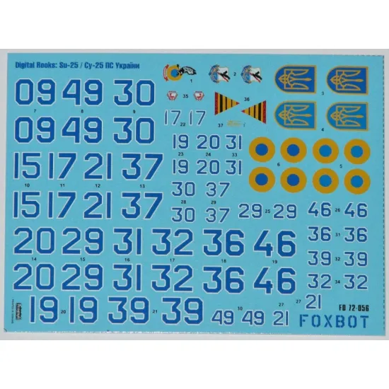 Us Stock Foxbot 72-056t - 1/72 Decal/Stencils Digital Rooks Su-25 Ukrainian Air Forces