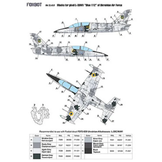 Foxbot FM72-017 - 1/72 Warriors of Light Masks for pixel L-39M1 