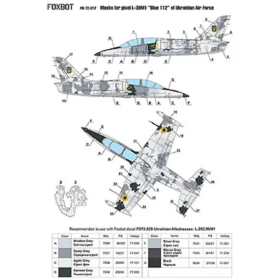 Us Stock Foxbot Fm72-017 - 1/72 Warriors Of Light Masks For Pixel L-39m1