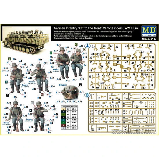 German Infantry on the march, WW II era 6 figures 1/35 Master Box 35137