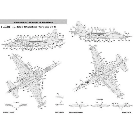 Foxbot 48-066 - 1/48 Decal Technical Inscriptions On The Su-25 (Digital) Of The UAF1
