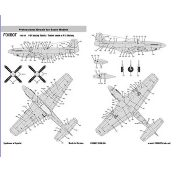 Foxbot 32-012 - 1/32 Decal for NA P-51 Mustang Stencils